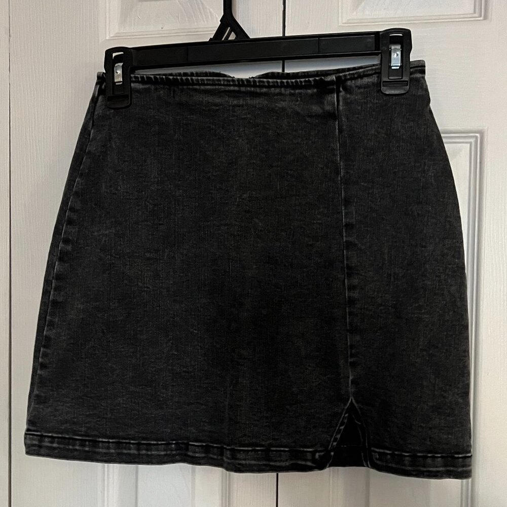 Wild Fable Black Denim Mini Skirt Notch Front Size 0
